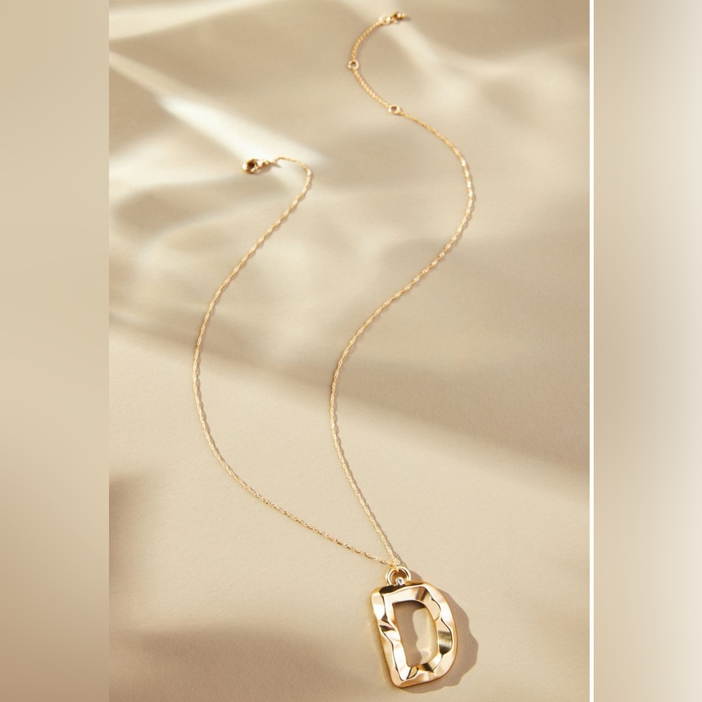 NWT - Anthropologie - Molten Monogram “D” Necklace – Gold